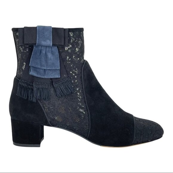 Tabitha Simmons Anastasia Black Lace Fabric Womens Ankle Boots Size 9M - Picture 5 of 16